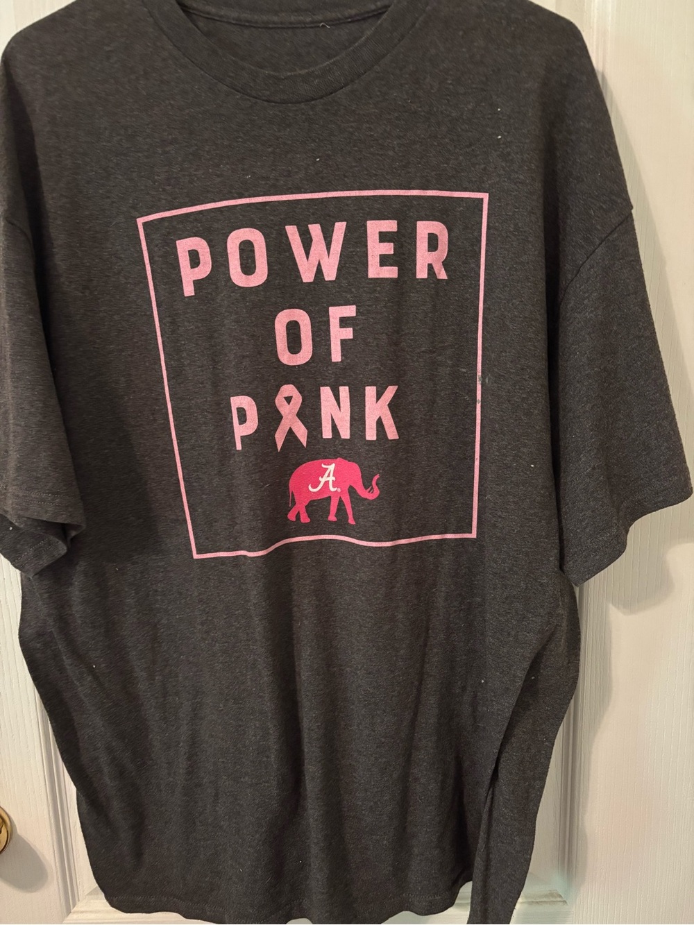 Power of Pink University of Alabama Graphic Tee - Dark Gray with Pink Print